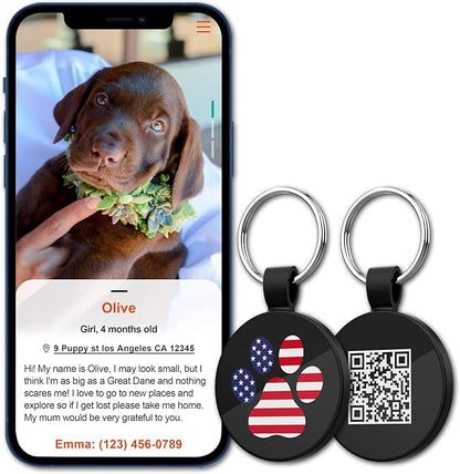MYLUCKYTAG QR Code Pet ID | Personalized Dog & Cat Collar Tag | Online Profile with Instant Scanned Location Alert Email