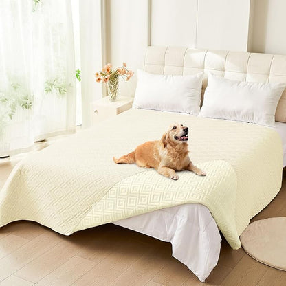 hyha Waterproof Dog Blanket, Soft Dog Bed Cover Pet Blankets, Waterproof Sofa Couch Cover for Dogs Washable, Reversible Pet Couch Covers for Sofa Furniture (68x82 Inch, Beige/Beige)