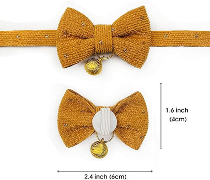 Safety Quick Release Cat Collars, Soft Kitten Collars with Detachable Bow Tie and Bell, Pack of 2, Adjustable 20-30 cm (20-30cm, Wine Red+Xmas Green)
