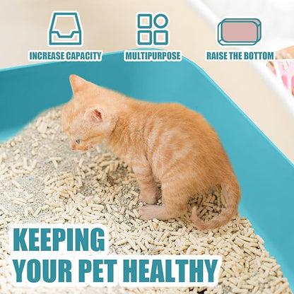 Small Litter Box, Plastic Kitten Litter Box, 13.9 x 9.8 x 3 Inch Open Litter Box for Small Pet, Easy to Clean (Blue 4PCS)