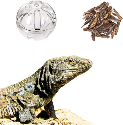 Bearded Dragon Feeder Toy Reptile Foraging Ball Lizard Enrichment Interactive Toy Reptile Terrarium Tank Decor for Lizard,Chameleon Small Animals (3.4 Inch)