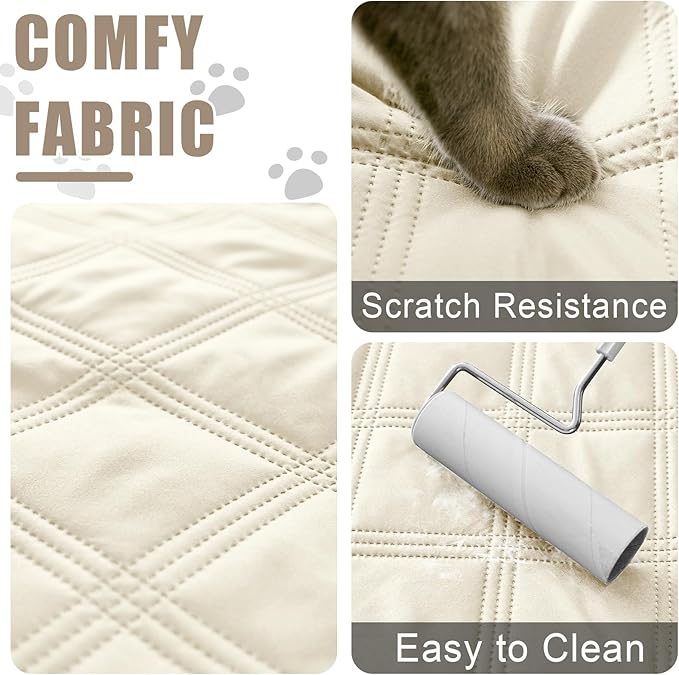 Smiry Waterproof Dog Bed Cover Blanket 40x80, Soft Reversible Pet Blanket, Washable Leakproof Cats Dogs Couch Cover for Sofa, Couch, Furniture, Beige/Beige