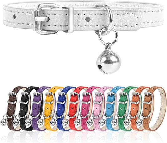 S Dog Collar for Small Dogs Adjustable Dog Collars Cat Collar for Small Medium Large Dogs 3/8 inch Width (White, S)