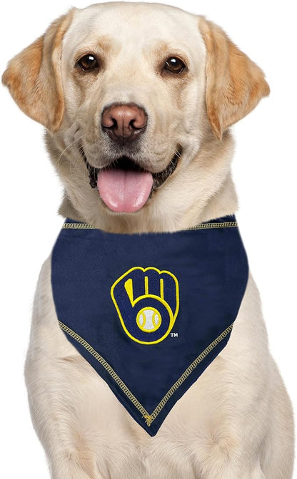 Pets First MLB Milwaukee Brewers TIE Bandana, Large/Extra Large. Dog Bandana Scarf Bib for Pet Cat Dog. The Ultimate Game-Day, Party Bandanna, Birthday Event
