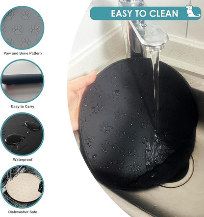 Dog Food Mat - Waterproof Silicone Dog Mat for Food and Water, Pet Food Mat with Edges for Protecting Floors (1Pack Cream)