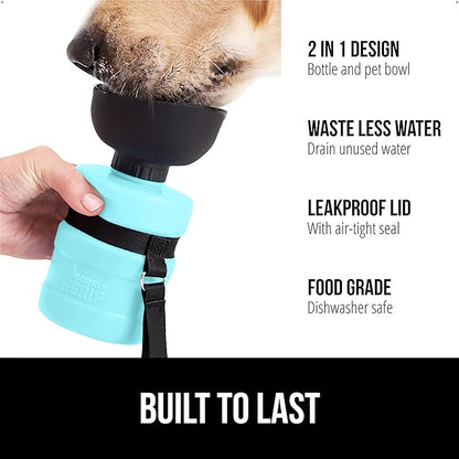 GORILLA GRIP Dog Water Bottle, Portable Water Bowl Dispenser for Dogs, 20 oz Leak Proof Pet Travel Squeeze Bottles Food Grade Silicone, Pet Stocking to Go Puppy Essentials, Turquoise
