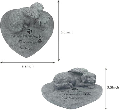Angel Dog Pet Memorial Stone, Outdoor Decor, Pet Loss Headstone, Memorial Sculpture for Dog Grave Marker