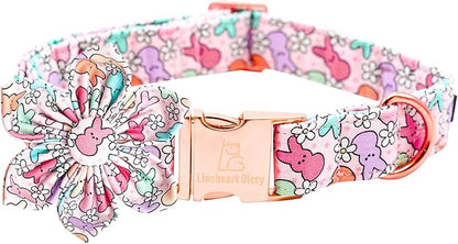 Lionheart glory Easter Day Dog Collar with Flower Dog Collar for Medium Dogs, Rabbits Colorful Dogs Collars Flowers Spring Collars Puppy Flowers