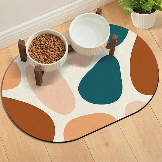 Dog Feeding Mat 24''x16'', Absorbent Pet Food Mat, No Stains Quick Dry Pet Water Mat Protect Floor, Cat Dog Water Bowl Mat for Messy Drinkers, Non-Slip Rubber Base Pet Placemats for Food and Water