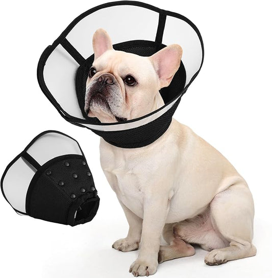 Allroaring Dog Cone, Soft Dog Cones for Small Dogs, Adjustable Doggie Cone Collar to Stop Licking, Professional Pet Recovery Cones E-Collar for Dogs Aftert Surgery Wound Healing, Black S