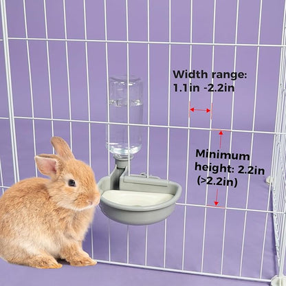 VANNON 16oz Pet Water Bottle, Gravity Dog Water Bowl Dispenser for Cage, Anti-Overflow Water Dispenser for Small Dogs, Cats, Rabbits and Other Small Animals, BPA Free, Grey