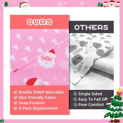 PAWCHIE Christmas Dog Bandanas 4 Pack,Reversible Dog Party Triangle Scarf Bibs, Pet Holiday Costume with Adjustable Snaps,Multiple Christmas-Themed Patterns for Small Dogs Puppy,Cats Pets,Pink S