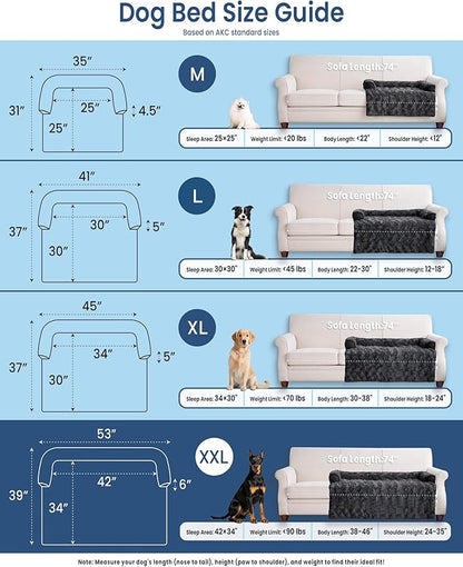 Calming Dog Beds, Extra Large Fluffy Plush Dog Mat for Furniture Protector with Removable Washable Cover for Large Medium Small Dogs and Cats,53 x 39 inch