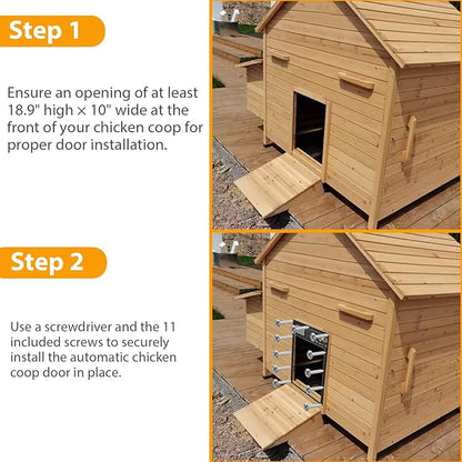 Automatic Pet Door Solar Powered with Timer, Light Sensor, Motion Sensor, LCD Display & Remote Control, Weatherproof Door for Dogs, Cats, Chicken & Rabbits