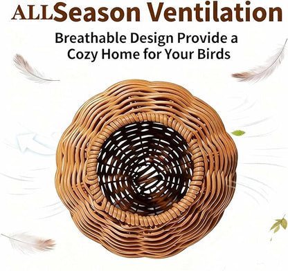 Parakeet Nest Bird Cage Accessories, Chew-Proof Steel Frame & Washable Small Bird Hanging Bed for Lovebirds, Canaries, Budgies 、Lizards, Hamsters(Brown, 6.3"x6.3"x7.5")