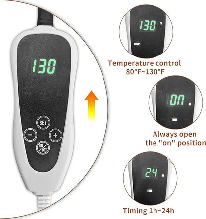 Extra Large Dog Heating Pad 47x30 in with Smart Thermostat Switch and Power Line Protection Tube,Obtained MET and UL Dual Certification,Waterproof Pet Heating pad-Paw Print