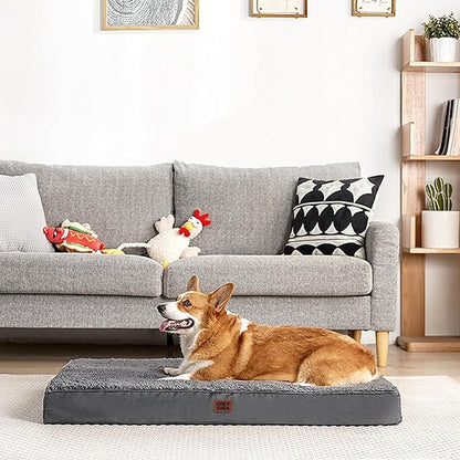 EHEYCIGA Orthopedic XXL Dog Beds for Jumbo Dogs with Removable Washable Cover for Crate, Grey, 47x29