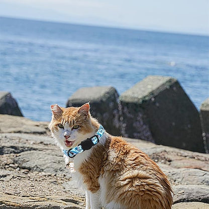Cat Collar-2 Pack Collars Dinosaur & Shark Cat Collar Breakaway with Kitten and Bell Pendant Safety Buckle Pet Collar Cute Cotton Collar for Cats Gift and Small Pets