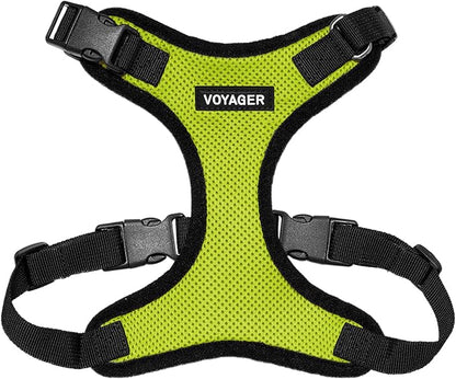 Voyager Step-in Pet Harness - All Weather Mesh, Adjustable Step in Harness for Cats and Dogs by Best Pet Supplies - Lime Green/Black Trim, M