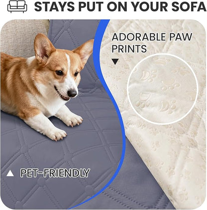 Waterproof Dog Blanket, Non-Slip Soft Pet Bed Cover, Couch Cover for Dogs Washable, Protects Sofa, Furniture, Crate, Car, Tear Resistant Leakproof Pet Blanket (52x82 Inch, Grey Blue)