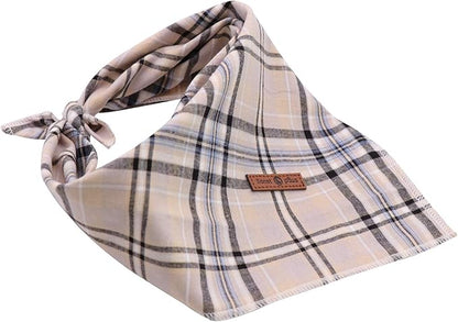 Lionet Paws Dog Bandana Washable Cotton Handkerchief Scarf Triangle Bandana for Small Medium Large Dogs Grey