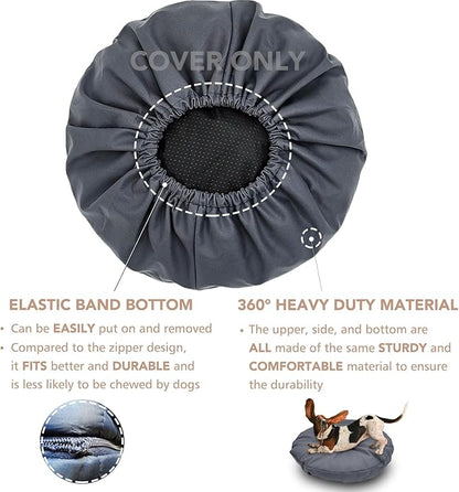 Dog Bed Cover Waterproof Replacement Machine Washable Covers for 20x20 Inch Dog Bed Heavy Duty Scratch Resistant Mattress Protector Pet Bed Round Grey Cover Only