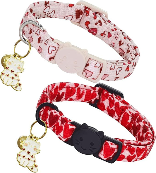 Elegant little tail 2 Pack Cat Collar- St. Patrick's Cat Collars Breakaway with Bell Pendant Wedding Kitten Boy Girl Safety Adjustable 7-12 Inch Collar for Small Cats Puppy