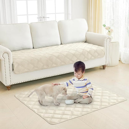 Smiry Waterproof Dog Bed Cover Blanket 68x82, Soft Reversible Pet Blanket, Washable Leakproof Cats Dogs Couch Cover for Sofa, Couch, Furniture, Beige/Beige