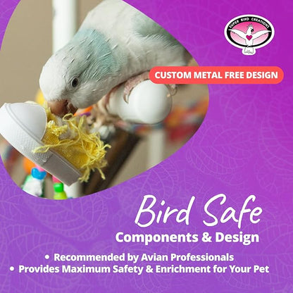 Super Bird Creations SB50009 Sneaker Bird Toy - Durable Safe Chew Toy - Ideal for Cockatiels Parakeets Parrots Small to Large Birds, Encourages Foot Dexterity - Vibrant Colors 3"x1-1/2x1-3/8" (6 Pack)