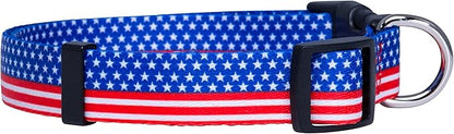 Native Pup American Flag Dog Collar- Red White and Blue- Patriotic Collars for 4th of July, USA- Adjustable Small, Medium, Large Breed Dogs (Small, Flag II)