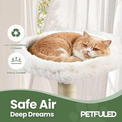 Cat Tree, 37.4-Inch Cat Tower with Plush Cozy Perch for Indoor Cats, Sturdy Tower with Fully Sisal-Wrapped Columns and Plush Toy Ball for Kitty Play,