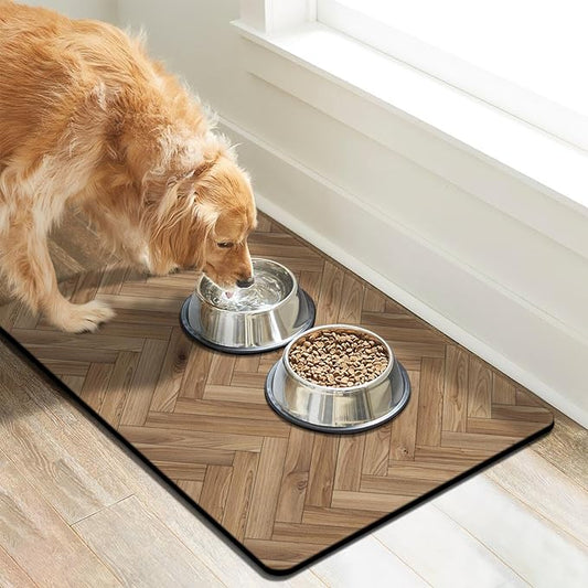Pet Feeding Mat for Floors Waterproof Dog Mat for Food and Water Absorbent Quick Dry Non Slip mat for Cat Bowls