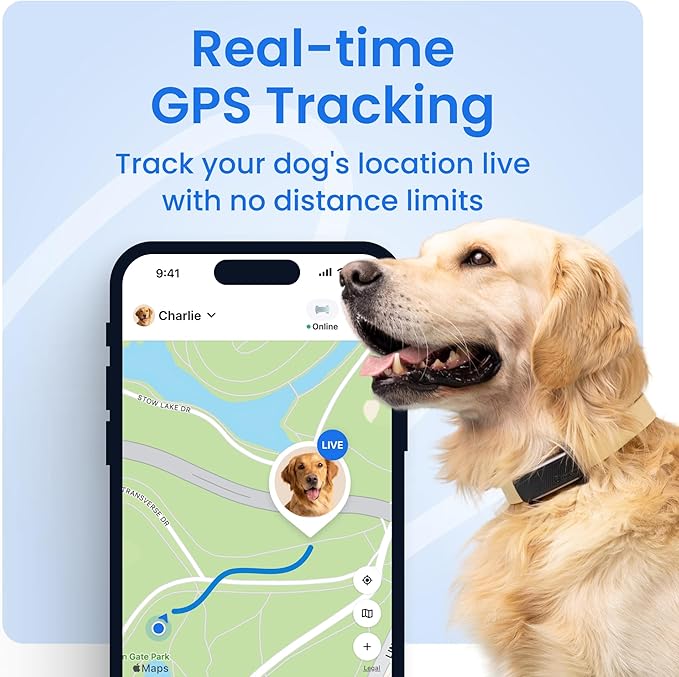 Tractive Smart Dog GPS Tracker | Live Pet Tracker with Virtual Fence | Vital Signs Monitoring of Heart & Respiratory Rate | Bark Monitoring | Dog Collar Attachment (Brown)