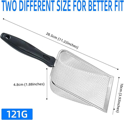 Cat Litter Scoop, Stainless Steel Mesh Scoop Away Cat Litter, Kitty Litter Scoop 2.8mm Hole, Non-Stick Cat Litter Scoop for Crystal Litter|Pine Pellets|Small Pieces, Litter Cleaner Beach Mesh Shovel