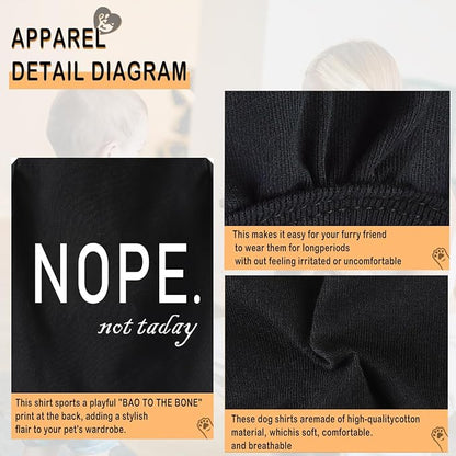 Discover Cozy Cotton Canine Wear: Soft, Lightweight, and Breathable Dog Shirt Vest with Eye-Catching Graphics(Nope not Today), Keeping Your Furry Friend Warm and Comfy! Black XXL