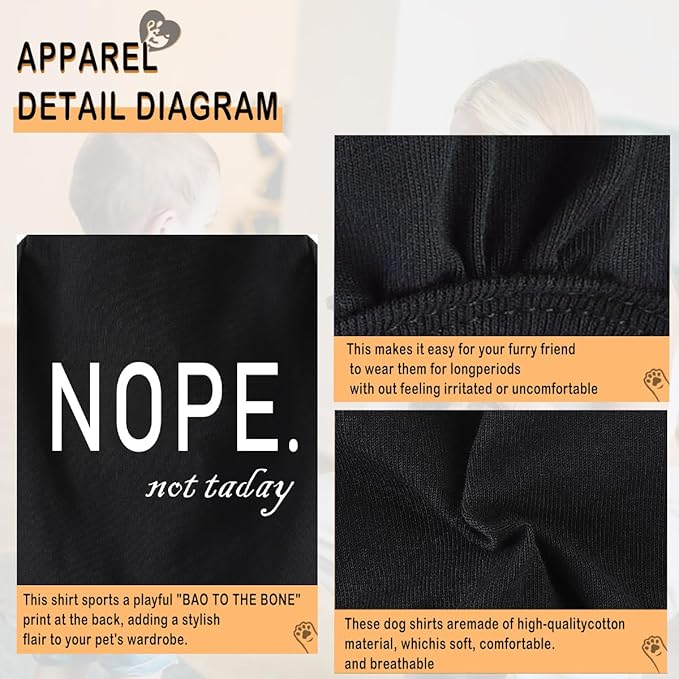 Discover Cozy Cotton Canine Wear: Soft, Lightweight, and Breathable Dog Shirt Vest with Eye-Catching Graphics(Nope not Today), Keeping Your Furry Friend Warm and Comfy! Grey 3XL
