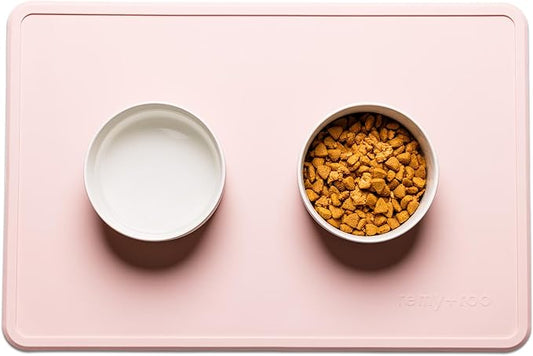 Remy+Roo Peony Silicone Dog Food Mat for Pet Bowl | 100% Waterproof | Non-Slip | Dishwasher Safe
