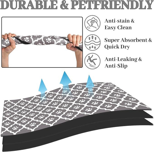 Dog Food Mat 12X20 Inch Pet Feeding Absorbent Mats for Floor Cat Water Bowl Placemats Non-Slip Washable Dog Mat for Food and Water