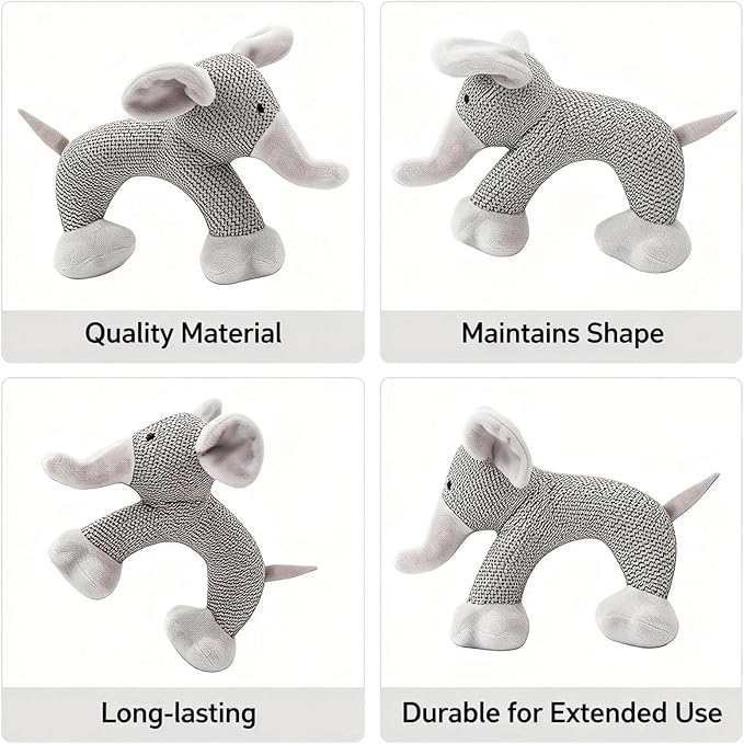 Linen Safari Companions, Squeaky Dog Chew Animals, with Durable Linen Material, Durable and Resistant to Chewing, for Relieve Dog's Boredom (Dog+Elephant+Monkey)
