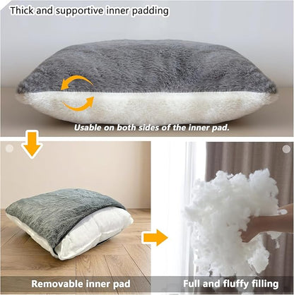 Cat Bed for Indoor Cats，Foldable cat cave，Anti-Slip & Water-Resistant Bottom，cat Houses for Indoor Cats or Small Dogs, Kitten Tent, Rabbit Bed (Dark Grey, L:(17.5"×16.9"×15.9"))