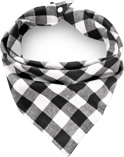 Plaid Bandana Triangle Scarf by Brand - Fall Dual Layer Soft Cotton for Dogs - Adjustable, Washable - Birthday Occasion - For Girl, Boy Dogs & Puppies - Small to Extra Large Sizes
