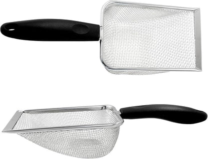 Hordion Cat Litter Scoop Stainless Steel Mesh Scooper, 2mm Mesh Non-Stick Coated Metal Litter Shovel Fine Sand Litter Scooper for Litter Box Kitten Pooper Lifter, Black
