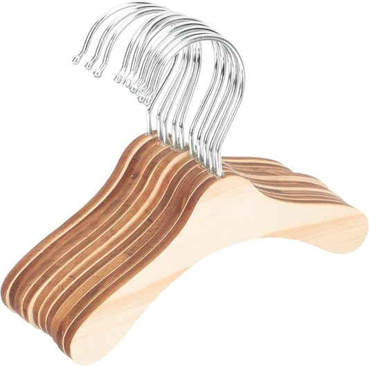 DOITOOL Wooden Dog Hangers for Pet Clothes 8.66 Inch Solid Wood Small Pet Clothes Hangers Portable Household Cat Accessories Replacement Set