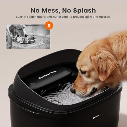 Gardner Pet Dog Water Fountain, Dog Water Bowl Dispenser with Automatic Vortex Circulation 8L/2.1Gal Large Capacity for Large Dogs, Adapter Included