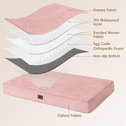 EHEYCIGA Orthopedic XXL Dog Beds for Jumbo Dogs with Removable Washable Cover, Pink, 50x36