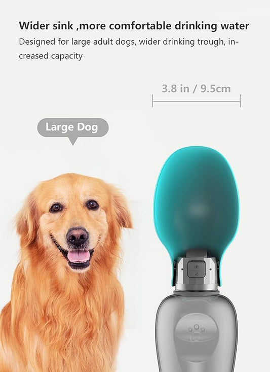 Kalimdor Dog Water Bottle, Leak Proof Portable Puppy Water Dispenser with Drinking Feeder for Pets Outdoor Walking, Hiking, Travel, Food Grade Plastic (27oz Blue)