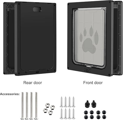 CEESC Dog Door for Pets Up to 20lb, Weatherproof Pet Door for Cats and Dogs, Durable, Snap-in Closing Panel Included, Suitable for Interior and Exterior Doors(Small Black)