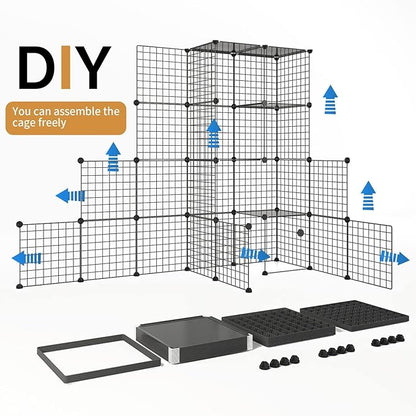 Oneluck 41Inch Catio Outdoor Cat Enclosure with Super Large Enter Door, Balcony Cat Playpen with Platforms,DIY Outside Cat Patio Large Exercise Place Ideal for 1-2 Cats