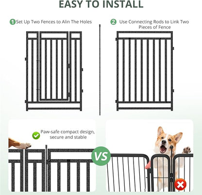 Dog Fence Outdoor for Yard Indoor Dog Playpen 32" Height 16 Panels Portable Dog Pen Metal Dog Kennel for RV Camping(Black-Silver)
