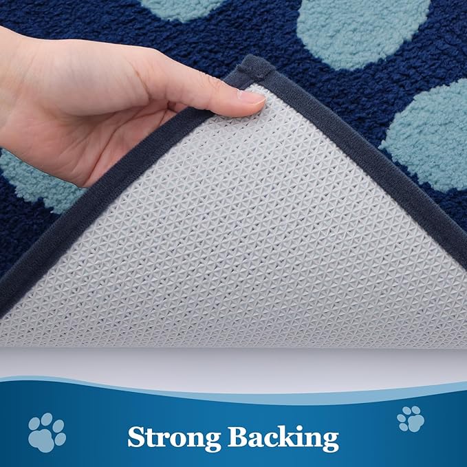 Buganda Dog Door Mat for Muddy Paws, Absorbent Dirt Trapper Washable Indoor Doormats, Non Slip Low-Profile Mud Mat for Dogs, Front Entrance Doormat for Inside Floor (48x30 Inches, Dark Blue)